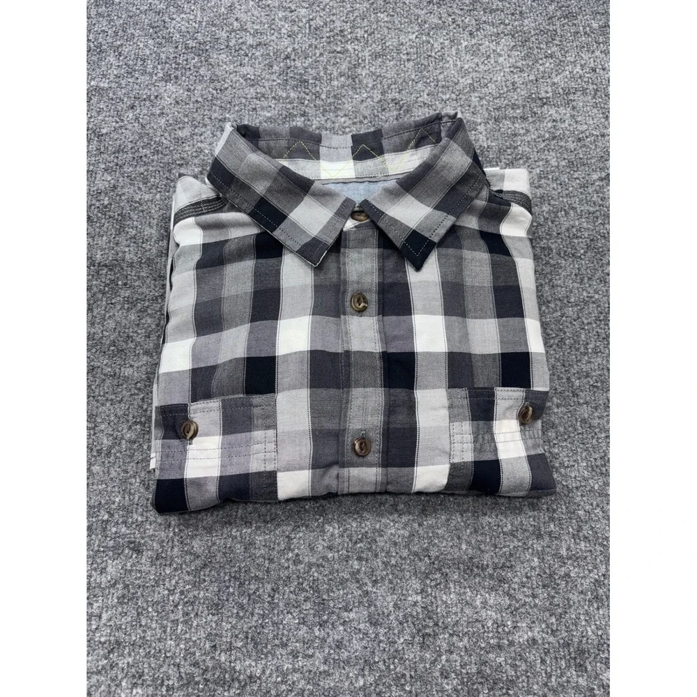 The North Face‎ Mens XL Plaid Button Down Shirt Black Grey White Long Sleeve